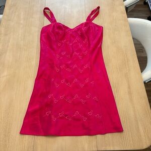Vintage Satin Slip Dress with Heart Embroidery